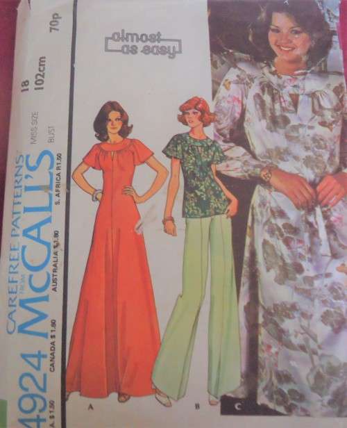 McCALL'S PATTERN 4924 DRESS WITH YOKE SIZE 18 BUST 102 CM COMPLETE