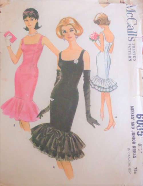 VINTAGE McCALL'S PATTERN 6035  LADIES COCKTAIL DRESS SIZE 14 BUST 34" COMPLETE