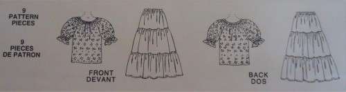 McCALL'S PATTERN 6487 PEASANT SKIRT & BLOUSE SIZE A=XS-S (6-8) COMPLETE-UNCUT-F/FOLDED