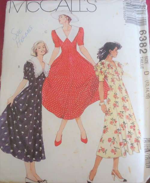 McCALL'S PATTERN 6382 SEMI FITTED DRESS SIZE D=12-14-16 COMPLETE-UNCUT-FACTORY FOLDED