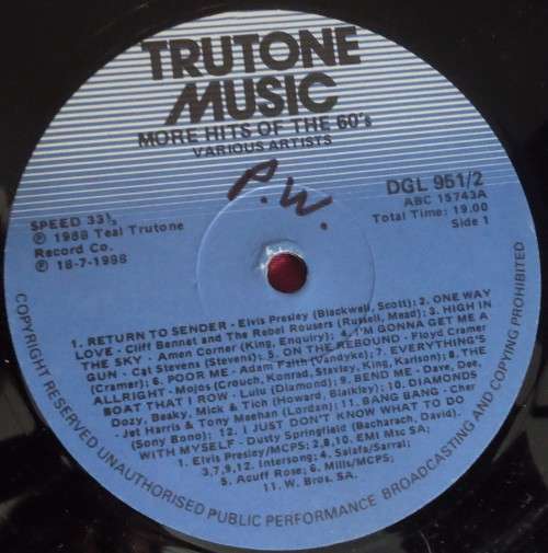 MORE HITS OF THE SIXTIES 2 -1988 DOUBLE TRUTONE VINYL LP SET - DGL 951/2