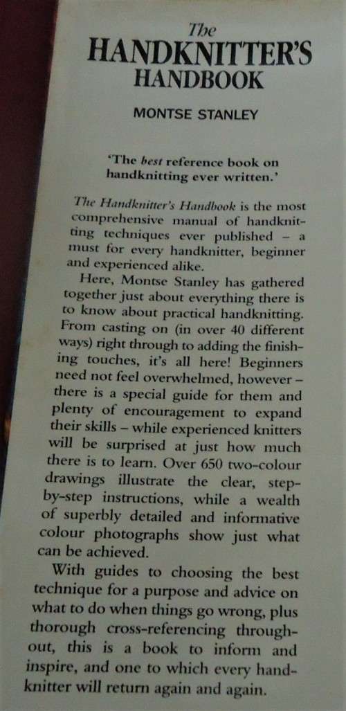 THE HANDKNITTER'S HANDBOOK- A COMPREHENSIVE GUIDE FOR  HANDKITTING-MONTSE STANLEY 320 PAGE HARDCOVER