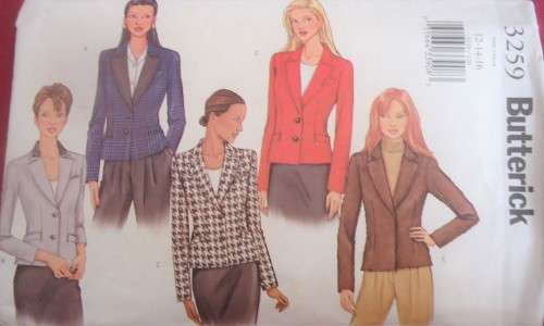 BUTTERICK 3259-JACKET SIZE 12-14-16 COMPLETE