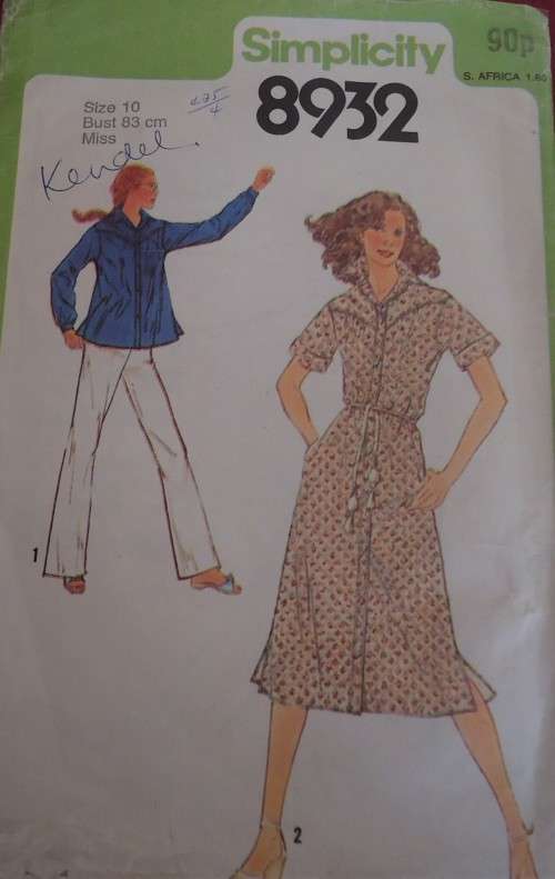 SIMPLICITY 8932 DRESS OR TOP SIZE 10  BUST 83 CM COMPLETE