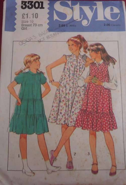 STYLE 3301 GIRL`S PULLOVER DRESS OR PINAFORE SIZE 10 YEARS BREAST 73 CM  COMPLETE