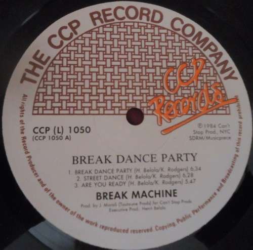 BREAK MACHINE - BREAK DANCE PARTY  -1984 CCP VINYL LP  - CCP (L) 1050