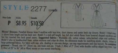 STYLE 2277 PANELLED DRESS WITH V NECK SIZE A = 8 - 18 COMPLETE