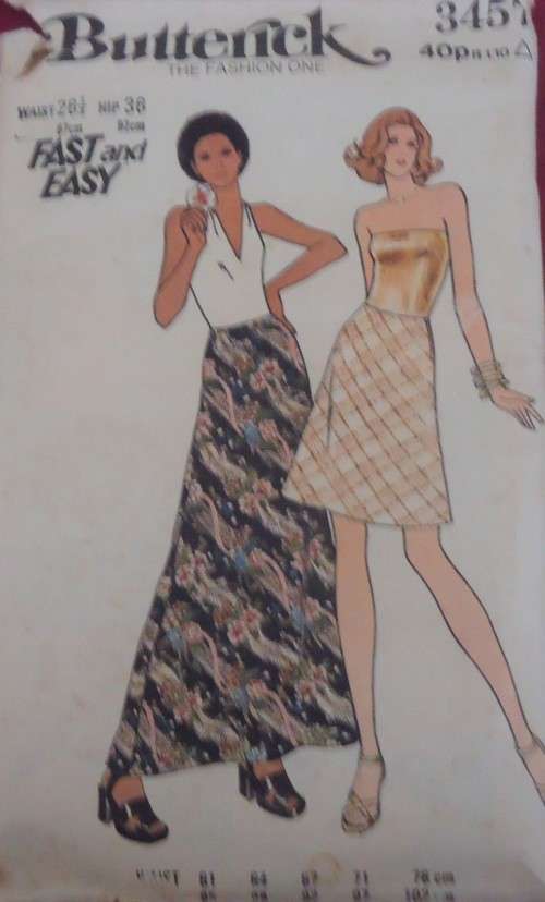 BUTTERICK 3457 -SET OF SKIRTS SIZE WAIST 26 1/2` HIP 36` COMPLETE