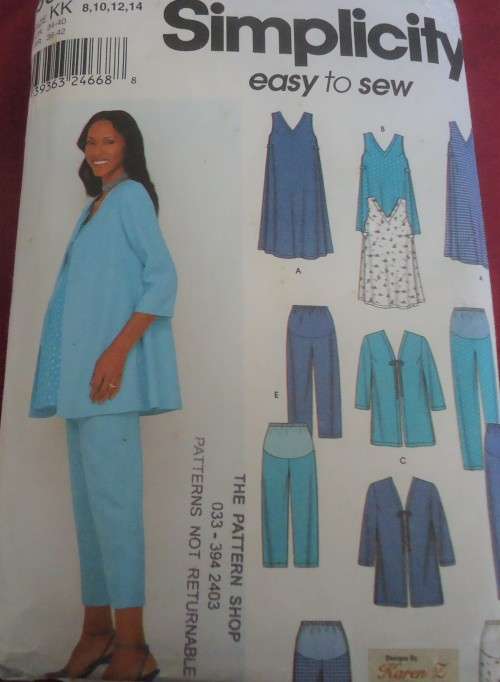 SIMPLICITY PATTERNS 9580 DRESS/TOP-JACKET-PANTS-SHORTS SIZEKK=8-14 COMPLETE & MOSTLY UNCUT