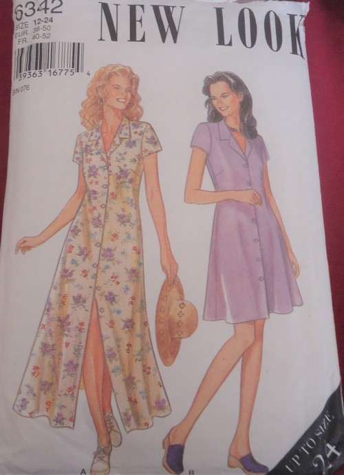 NEW LOOK PATTERNS 6342 FRONT BUTTON DRESS SIZE 12 - 24 -SEE LISTING