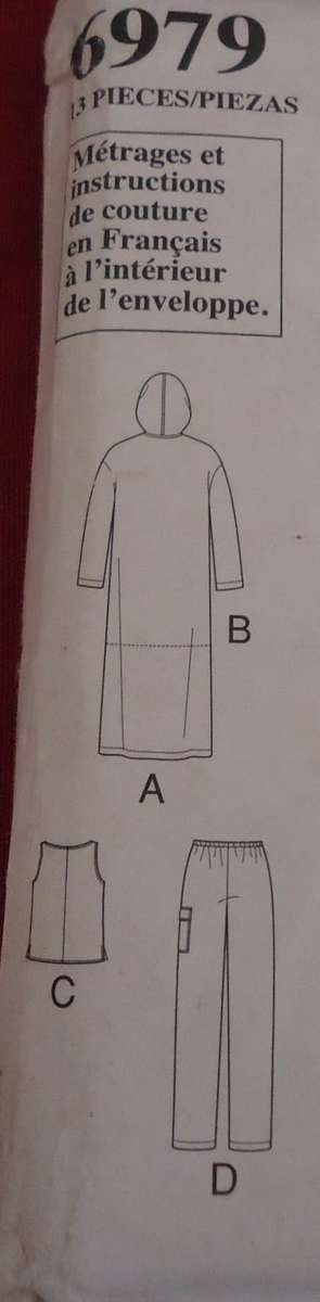NEW LOOK PATTERNS 6979 COAT WITH HOOD-TOP-PANTS SIZE 10 - 22 -COMPLETE-UNCUT-FACTORY FOLDED