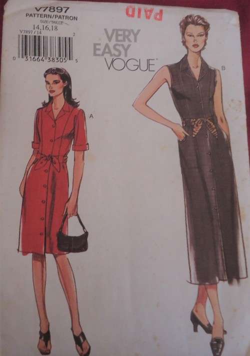 VOGUE V7897   DRESS & SASH SIZE 14-16-18 COMPLETE