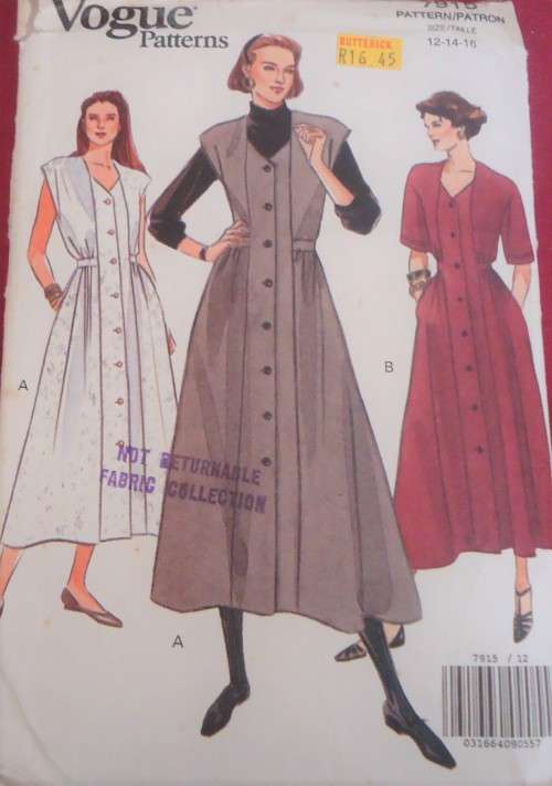 VOGUE 7915  PINAFORE-DRESS-TOP  SIZE 12-14-16 COMPLETE