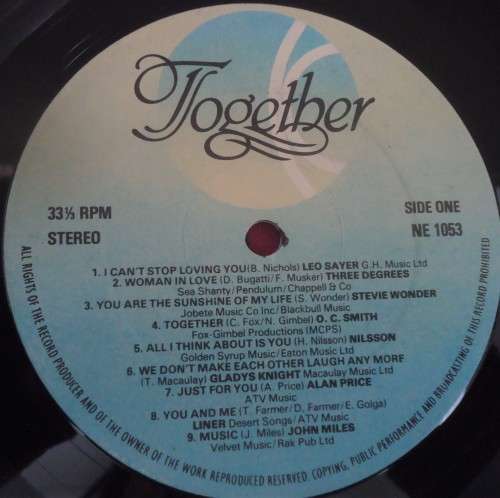 TOGETHER - STEVIE WONDER-ROBERTA FLACK-DIANA ROSS-ELTON JOHN-LEO SAYER-UK ISSUE1979 K-TEL LP-NE 1053