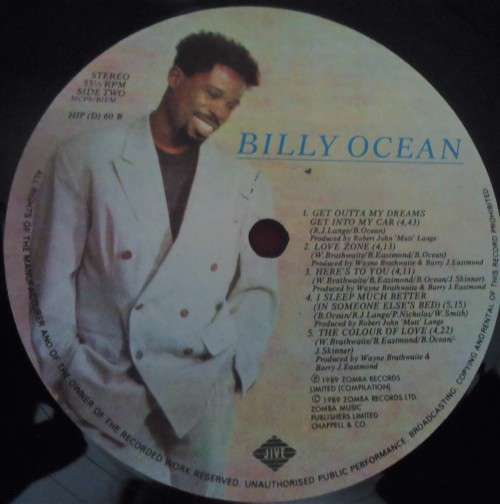 BILLY OCEAN GREATEST HITS - 1989 JIVE VINYL LP - HIP (D) 60 WITH INNER SLEEVE & SHRINKWRAP V/CLEAN
