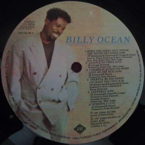 BILLY OCEAN GREATEST HITS - 1989 JIVE VINYL LP - HIP (D) 60 WITH INNER SLEEVE & SHRINKWRAP V/CLEAN