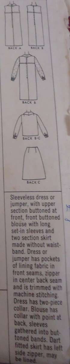 VINTAGE McCALL'S 7914 PINAFORE-DRESS-BLOUSE-SKIRT SIZE 10 BUST 30" COMPLETE SUPPLIED IN ZIPLOC BAG