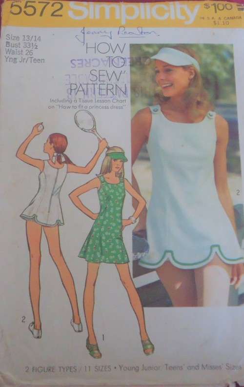 SIMPLICITY 5572 TENNIS DRESS-PANTIES-VISOR SIZE JR/TEEN 13/14 BUST 33 1/2" COMPLETE-PART CUT