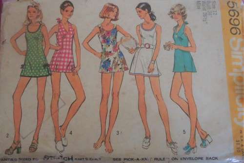 SIMPLICITY 5696 MINI DRESS OR BATHING SUIT-PANTIES- SIZE 12 BUST 34" COMPLETE-PART CUT