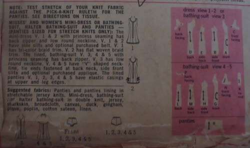 SIMPLICITY 5696 MINI DRESS OR BATHING SUIT-PANTIES- SIZE 12 BUST 34" COMPLETE-PART CUT