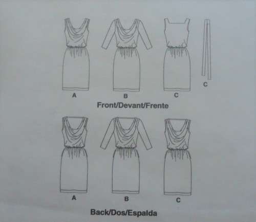 McCALLS M6069 PULLOVER COWL NECK DRESS & SASH SIZE A5=6-8-10-12-14 COMPLETE