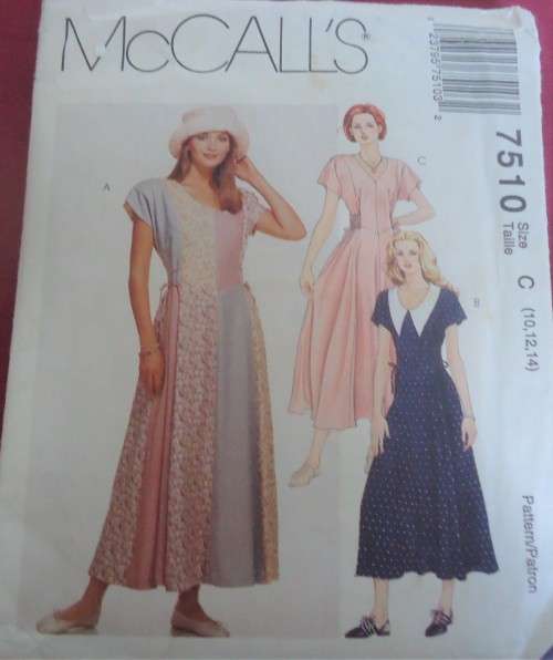 McCALLS 7510 PULLOVER DRESS SIZE C=10-12-14 COMPLETE