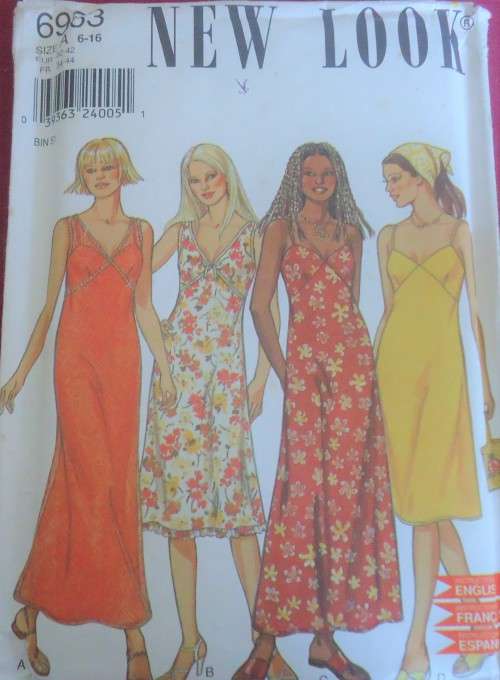 NEW LOOK 6963  HI BODICE SUNDRESSES SIZE A= 6 - 16 COMPLETE-UNCUT-F/FOLDED