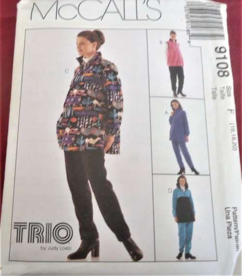 McCALLS  9108 TOPS-VESTS-PULL ON PANTS  - SIZEF=16-18-20 COMPLETE