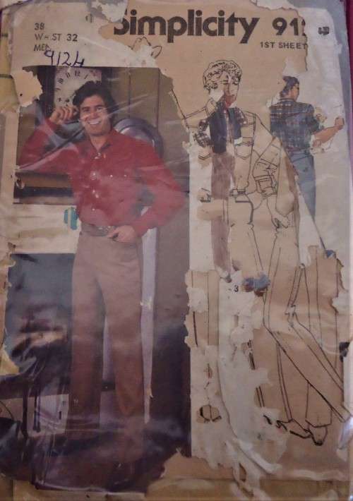 SIMPLICITY 9124  MEN'S SHIRTS -PANTS - REVERSIBLE WAISTOCAT SIZE 38- COMPLETE-WORN PK- IN ZIPLOC