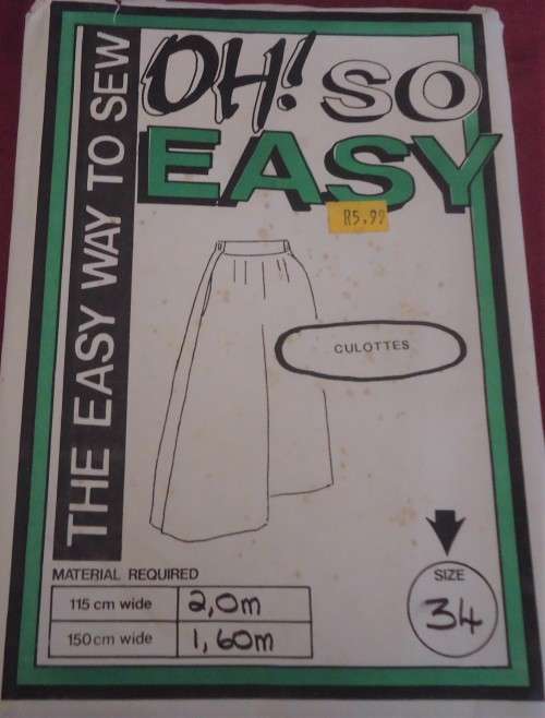 OH SO EASY PATTERN CULOTTES  #36 -  SIZES 34` - COMPLETE