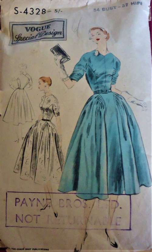 VINTAGE VOGUE SPECIAL DESIGN S-4328 ONE PIECE DRESS SIZEBUST 34" SEE LISTING