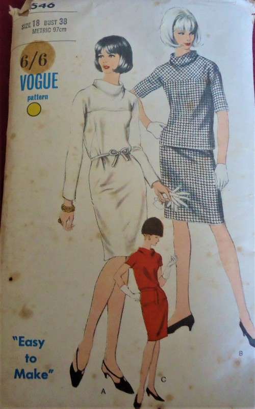 VINTAGE VOGUE 6546 STWO PIECE OR ONE PIECE DRESS SIZE 18 BUST 38" COMPLETE