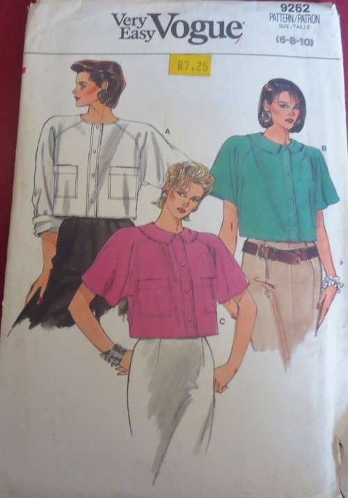 VOGUE 9262 SET OF TOPS  SIZE 6-8-10 - COMPLETE