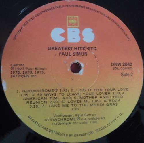 PAUL SIMON - GREATEST HITS, ETC  - 1978 CBS VINYL GATEFOLD LP - DNW 2040