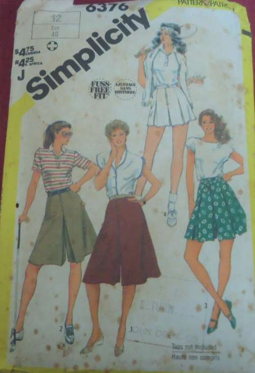 SIMPLICITY 6376 SET OF CULOTTES IN 4 LENGTHS- SIZE 12 COMPLETE