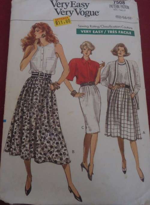 VOGUE 7508 SET OF SKIRTS SIZE 12-14-16 COMPLETE