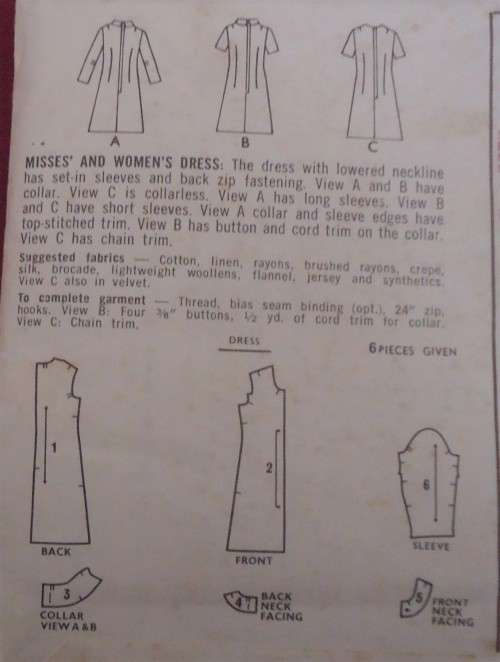 VINTAGE STYLE 2645 DRESS WITH LOWERED NECKLINE SIZE 14BUST 36' COMPLETE