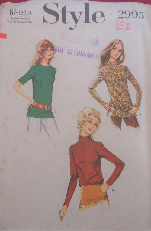 VINTAGE STYLE 2995 SET OF BLOUSES SIZE 16 BUST 38" - COMPLETE-UNCUT-F/FOLDED