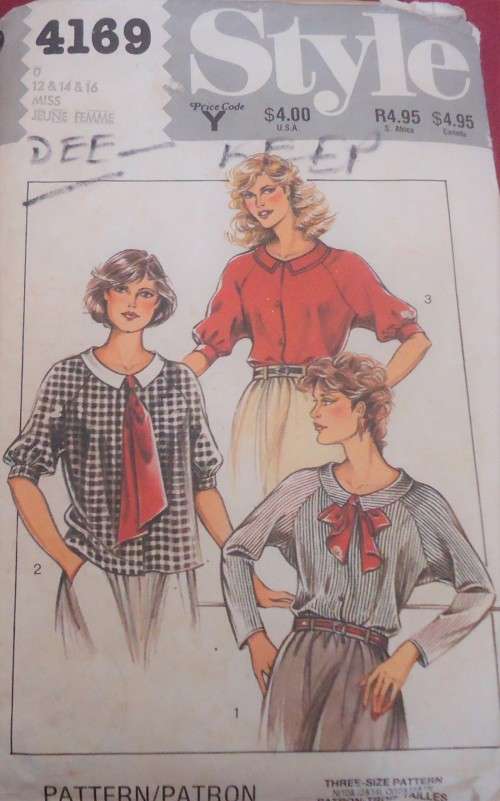 STYLE 4169 SET OF BLOUSES SIZE O=12-14-16 - COMPLETE