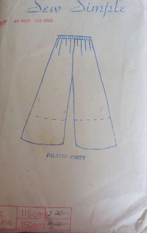 SEW SIMPLE PATTERNS PALATZO PANTS - HIP 32` OR 81 CM