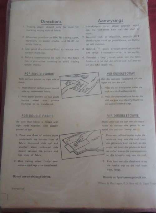 DRESS MAKER'S CARBON TRACING PAPER-CONTAINS 2 GIANT SHEETS - YELLOW-WHITE-BLUE SIZE 66 CM X 49.5 CM.