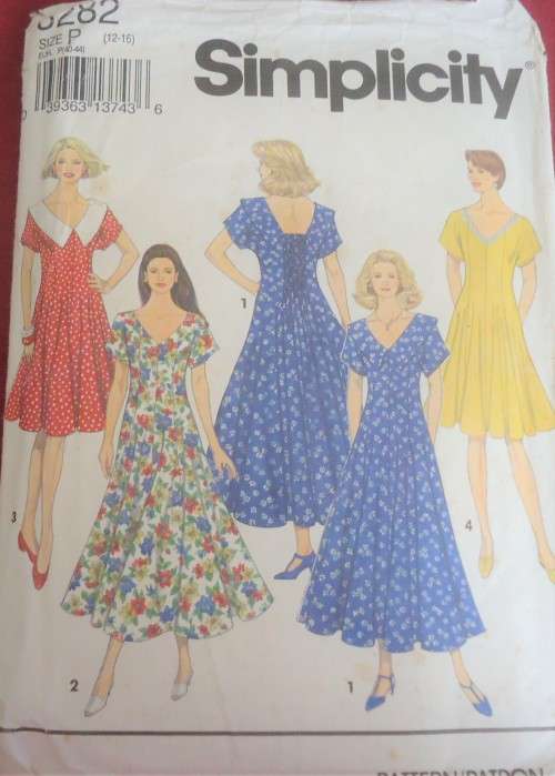 SIMPLICITY 8282 PULLOVER DRESS SIZE P=12-16 COMPLETE