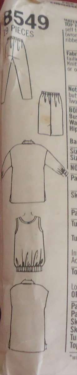 SIMPLICITY 8549 MATERNITY TUNIC-PULL ON SKIRT-PANTS-PULLOVER-TOP SIZE N=10-12-14 SEE LISTING