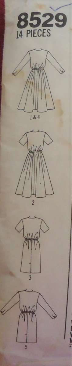 SIMPLICITY 8529 DRESS WITH SLIM OR FLARES SKIRT SIZE KK = 8 - 14 COMPLETE