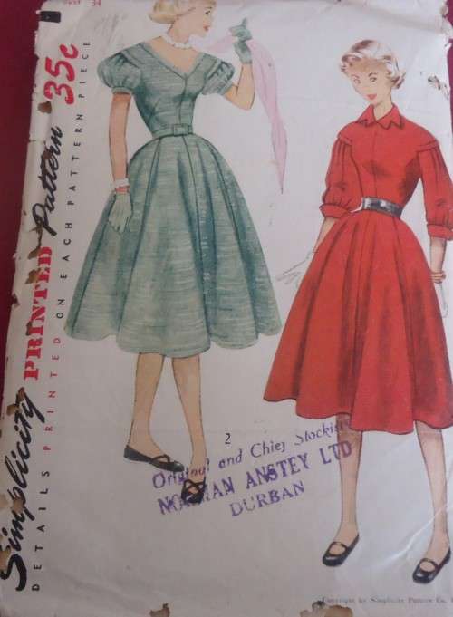 VINTAGE SIMPLICITY 3711  TEEN 1 PIECE DRESS SIZE16 BUST 34" COMPLETE