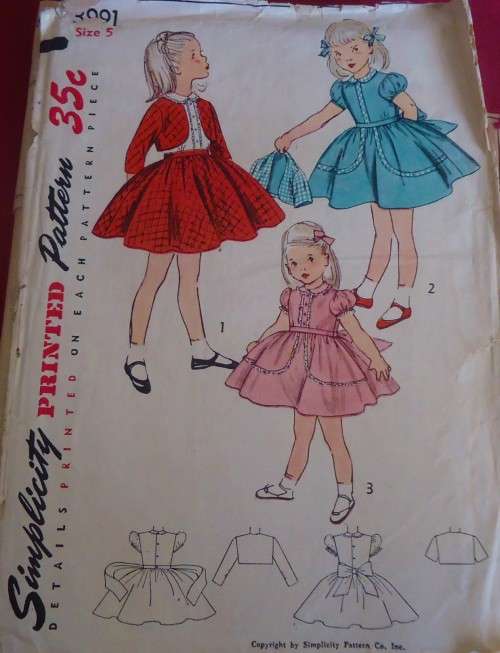 VINTAGE SIMPLICITY 3991  GIRL DRESS & JACKET SIZE 5 YEARS COMPLETE - ZIPLOC BAG