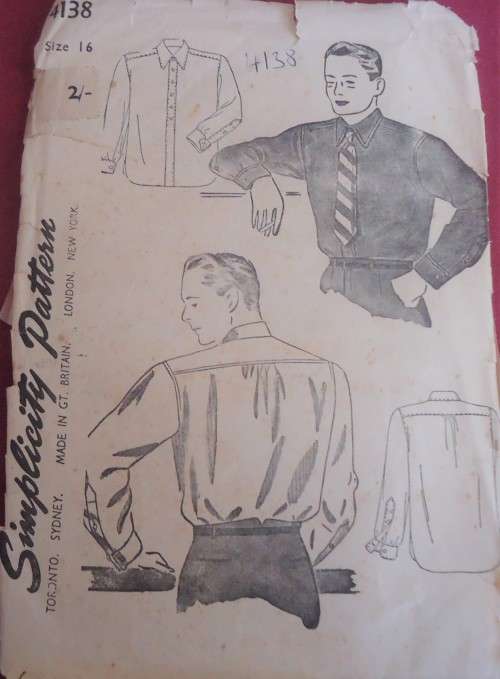 VINTAGE SIMPLICITY 4138  MEN'S SHIRT SIZE 16 COMPLETE IN ZIPLOC BAG