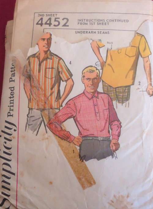 VINTAGE SIMPLICITY 4452  MENS SHIRTSIZE 44-46" SEE LISTING