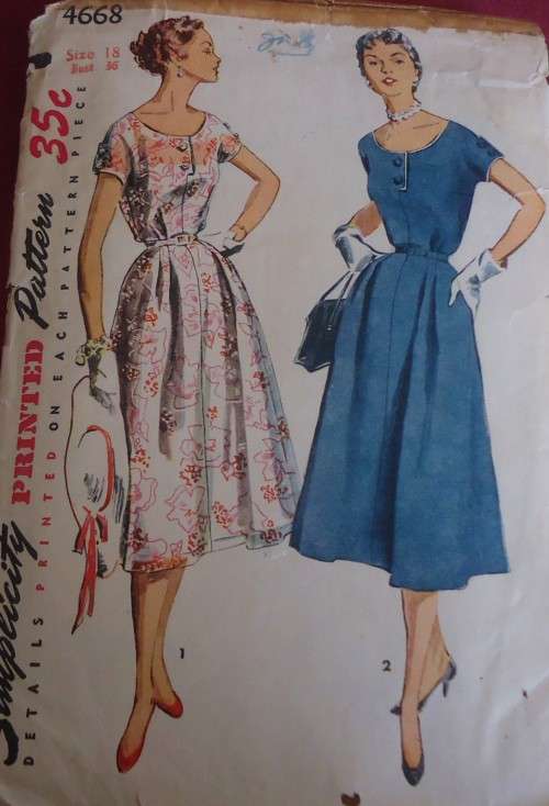 VINTAGE SIMPLICITY 4668  ONE PIECE DRESS SIZE 18 BUST 36" SEE LISTING