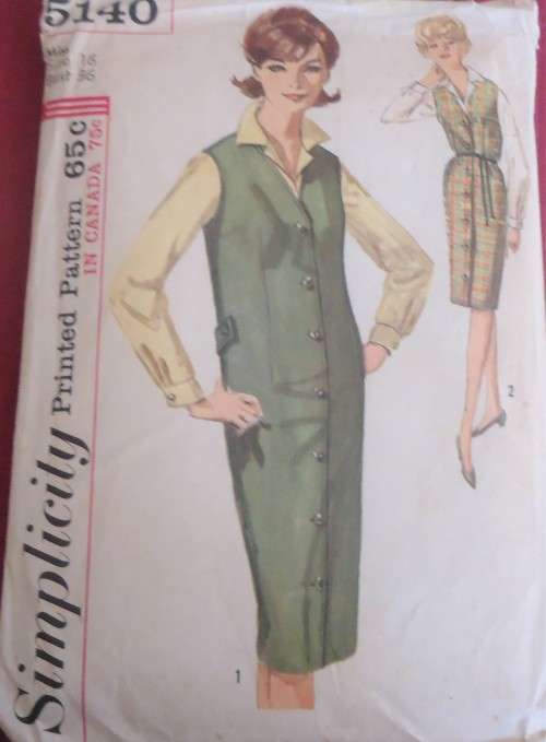 VINTAGE SIMPLICITY 5140  PINAFORE & BLOUSE SIZE 16 BUST 36" COMPLETE